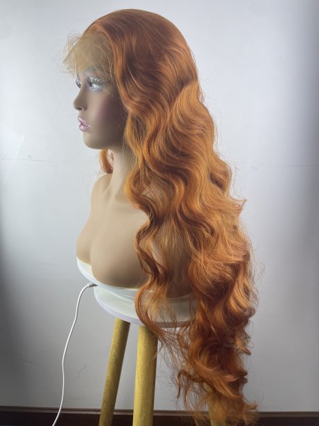 Synthetic Curly Wig Long Deep Wave Fake Scalp 6*13 Lace Wigs for Women Natural Crimps Curls Orange Synthetic Lace Front Wig